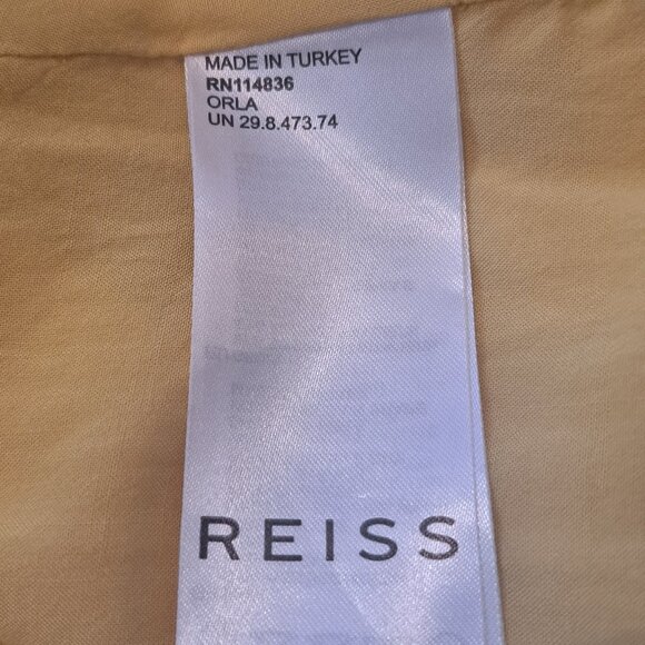 REISS Orla Butter Yellow Halter Midi Dress Crossover Neck Keyhole US Size 8 - Picture 9 of 16